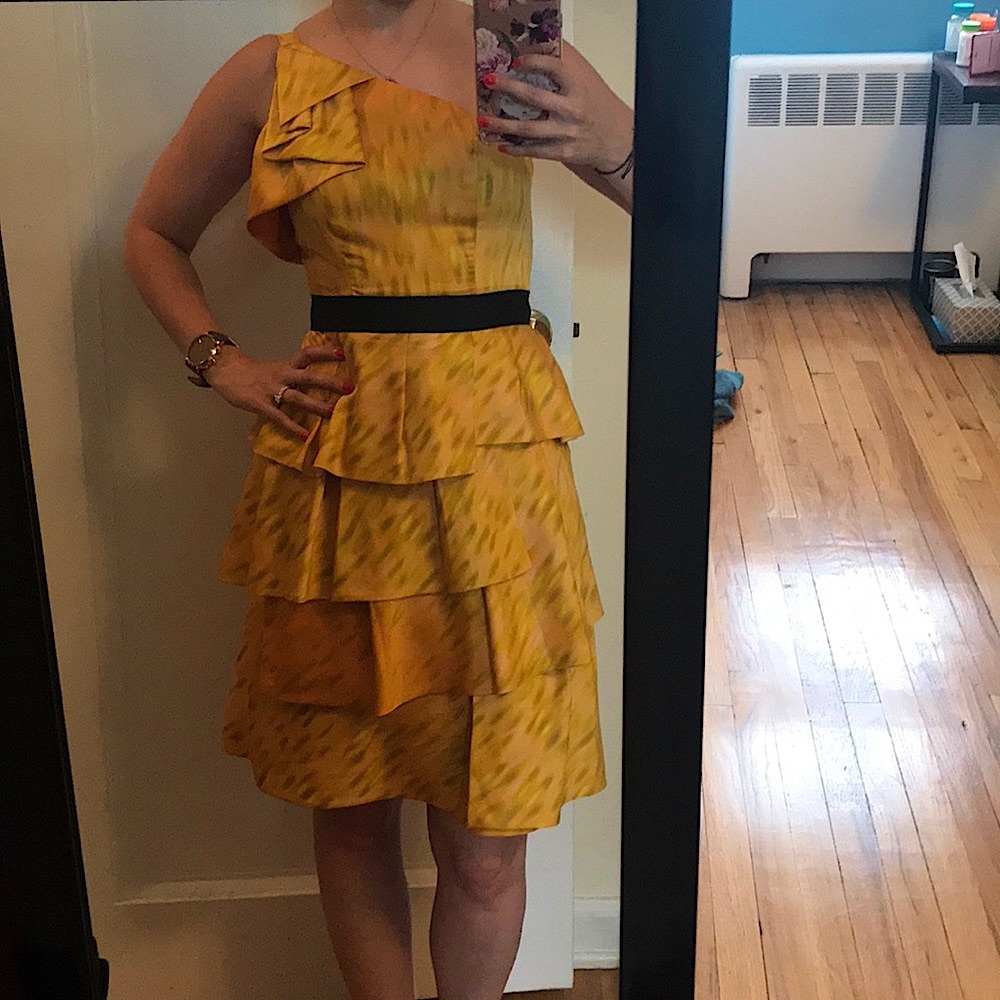 “The Limited” Yellow One Shoulder Dress, Sz 0, NWT